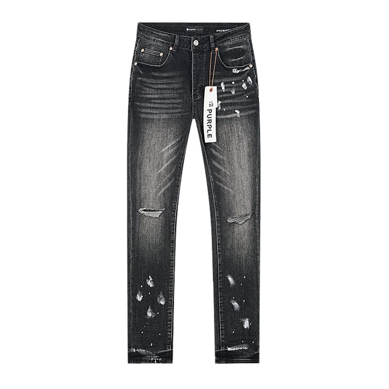 Purple Brand Black Distressed Paint Splatter Jeans ¡ª front