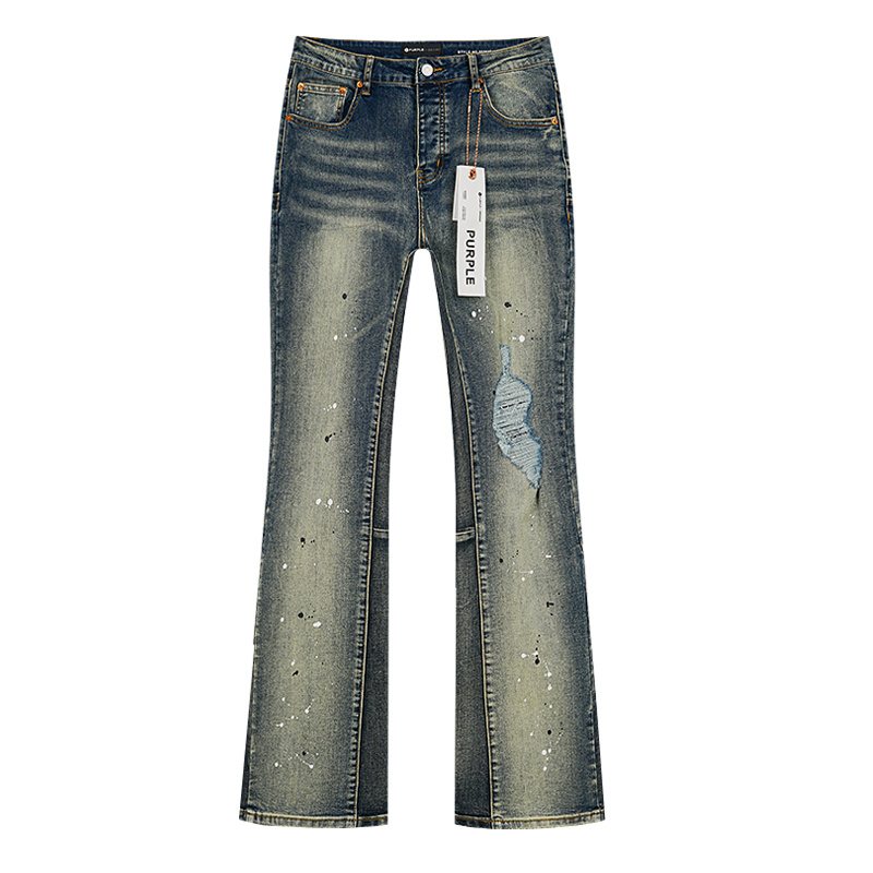 Purple Brand Blue Distressed Paint Splatter Jeans ¡ª front