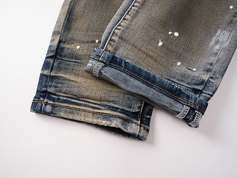 Purple Brand Washed Blue Paint Splatter Distressed Jeans ¡ª detail