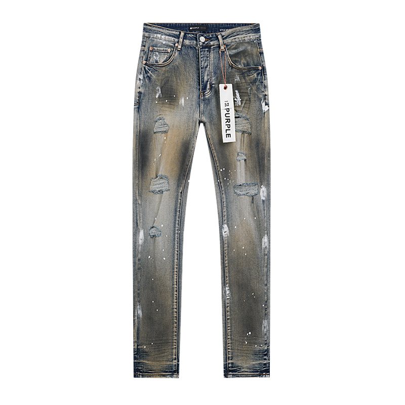 Purple Brand Washed Blue Paint Splatter Distressed Jeans ¡ª front
