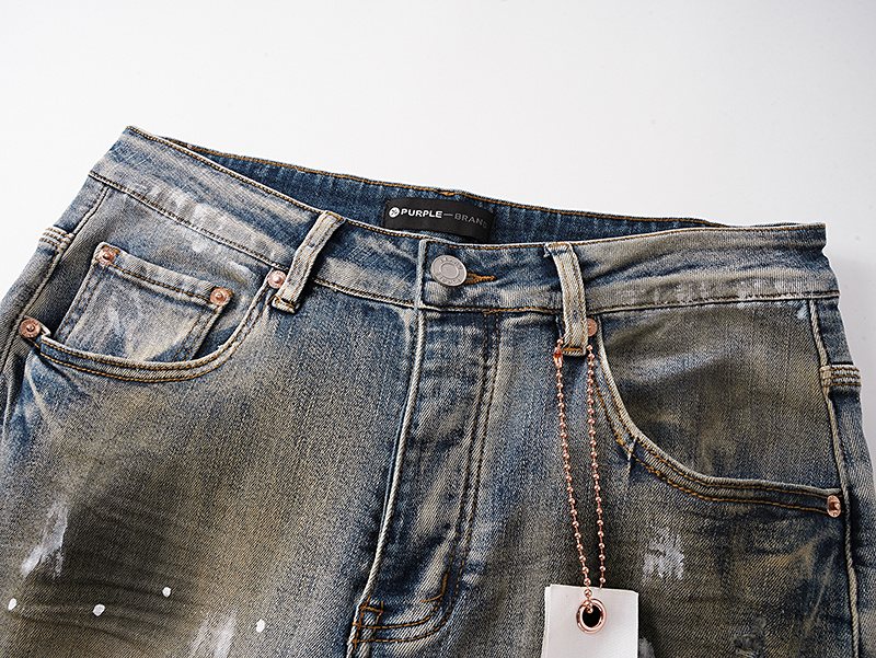 Purple Brand Washed Blue Paint Splatter Distressed Jeans ¡ª detail