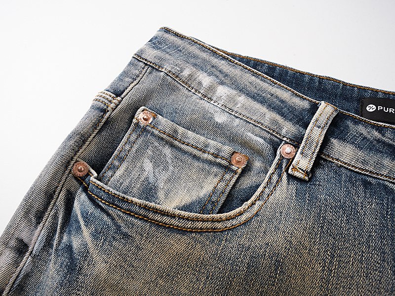 Purple Brand Washed Blue Paint Splatter Distressed Jeans ¡ª detail