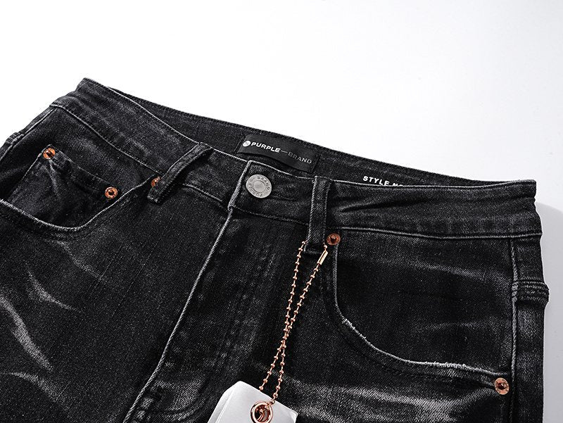 Purple Brand Black Washed Distressed Jeans ¡ª detail
