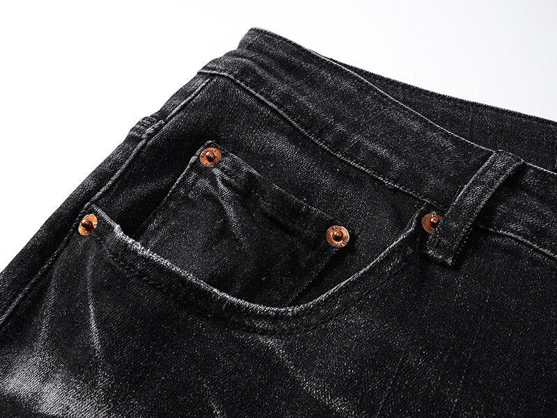 Purple Brand Black Washed Distressed Jeans ¡ª detail