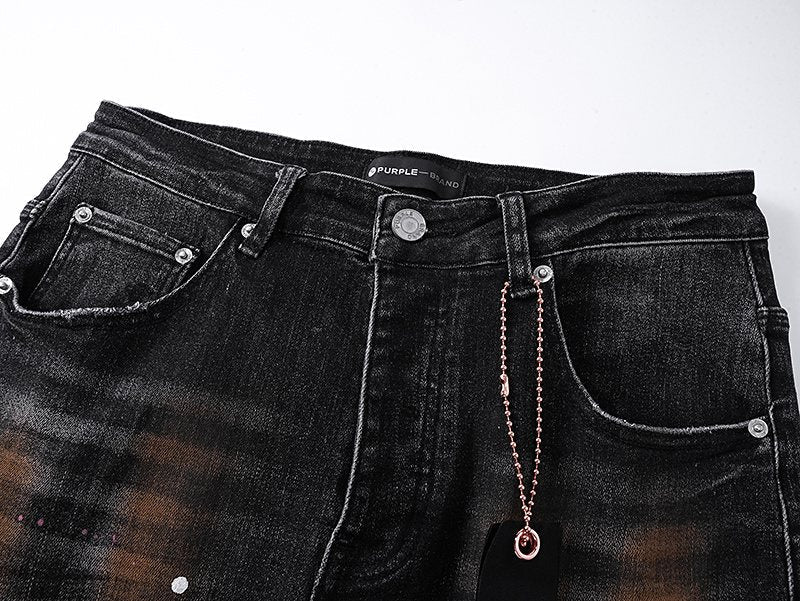Purple Brand Distressed Paint-Splatter Jeans ¡ª detail