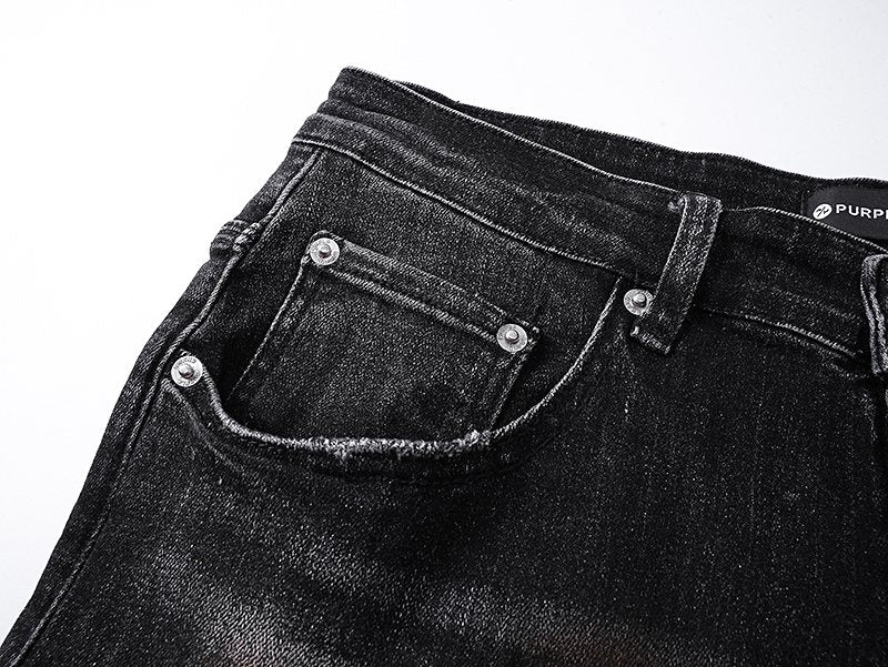 Purple Brand Distressed Paint-Splatter Jeans ¡ª detail