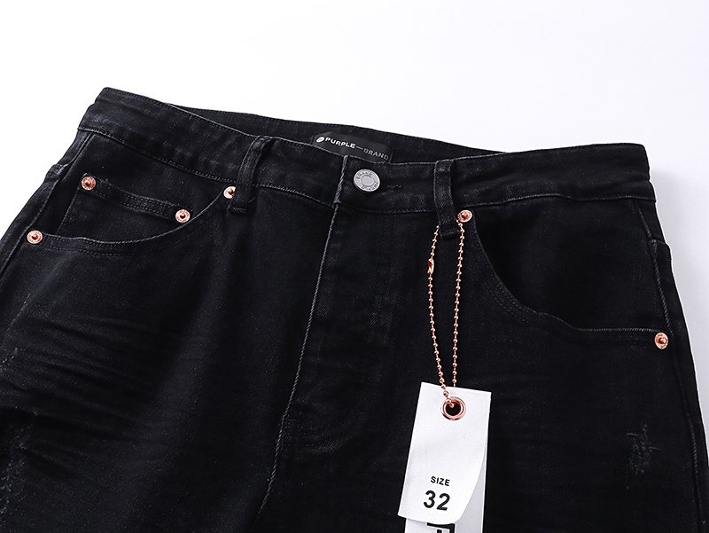 Purple Brand Black Distressed Slim Jeans ¡ª detail