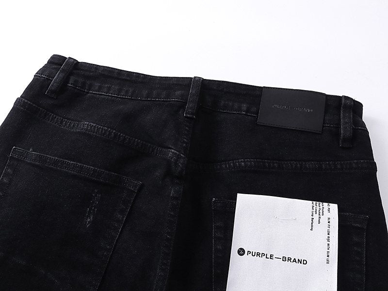 Purple Brand Black Distressed Slim Jeans ¡ª detail