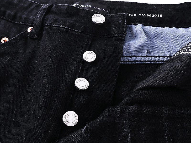 Purple Brand Black Distressed Slim Jeans ¡ª detail
