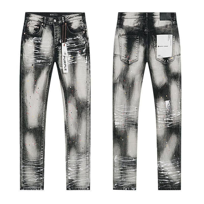 Purple Brand Washed Distressed Paint-Effect Jeans ¡ª hero