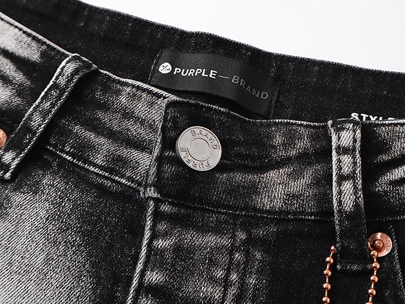 Purple Brand Washed Distressed Paint-Effect Jeans ¡ª detail