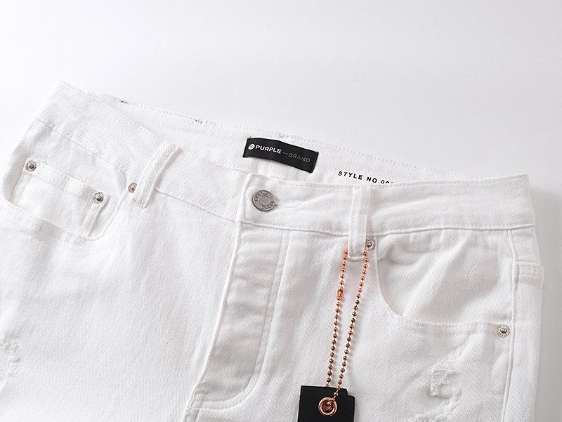 Purple Brand Distressed White Jeans ¡ª detail