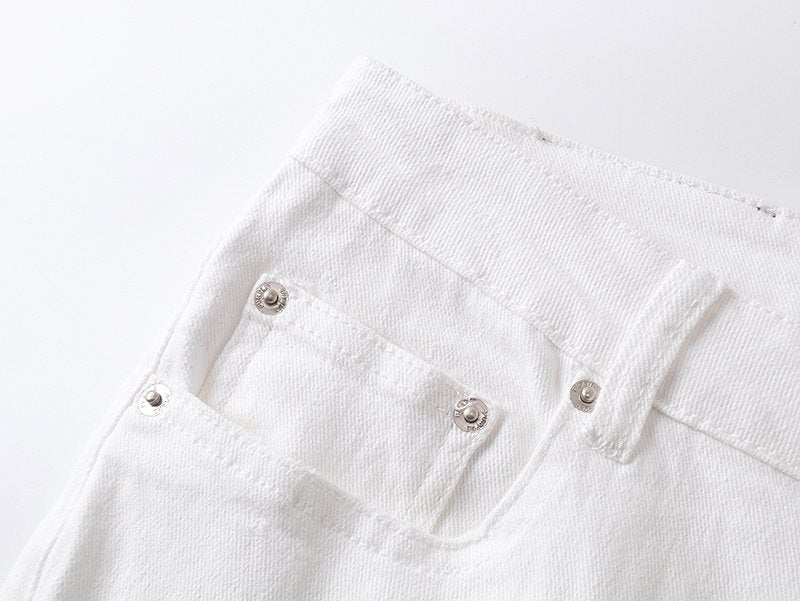 Purple Brand Distressed White Jeans ¡ª detail