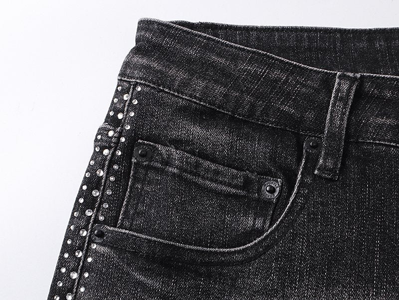 Purple Brand Studded Side-Trim Washed Jeans ¡ª detail