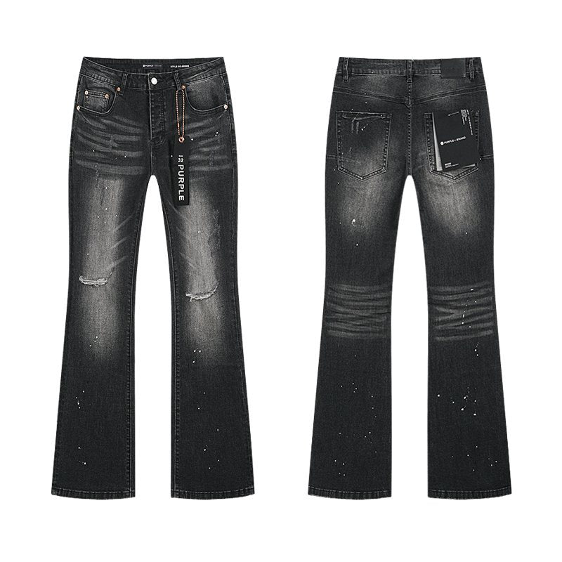 Purple Brand Washed Black Distressed Paint-Splatter Jeans ¡ª hero