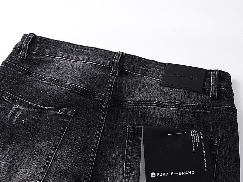 Purple Brand Washed Black Distressed Paint-Splatter Jeans ¡ª detail