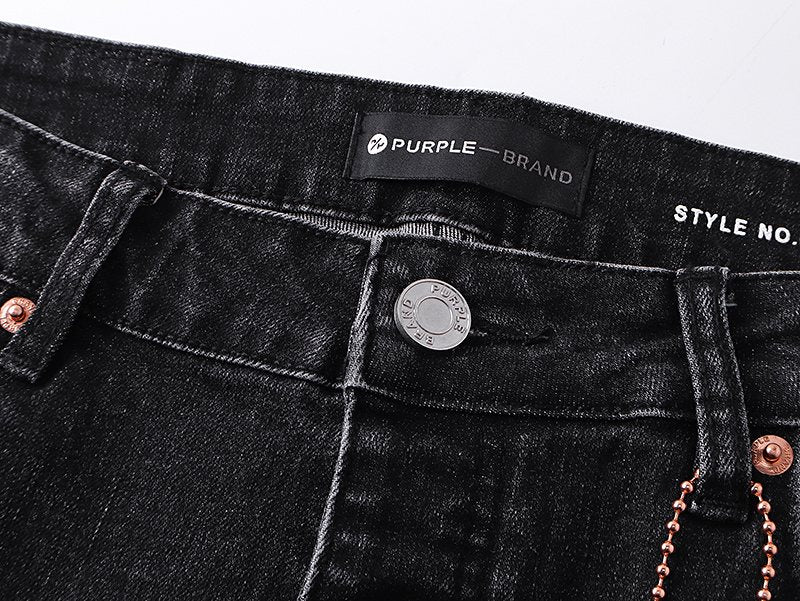 Purple Brand Washed Black Distressed Paint-Splatter Jeans ¡ª detail