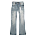 Purple Brand Light Blue Paint-Splatter Distressed Flared Jeans ¡ª front