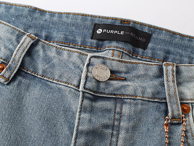 Purple Brand Light Blue Paint-Splatter Distressed Flared Jeans ¡ª detail
