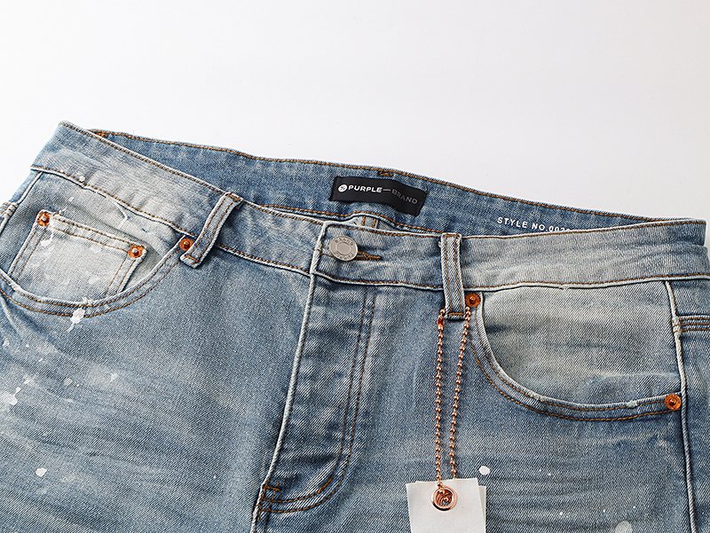 Purple Brand Light Blue Paint-Splatter Distressed Flared Jeans ¡ª detail