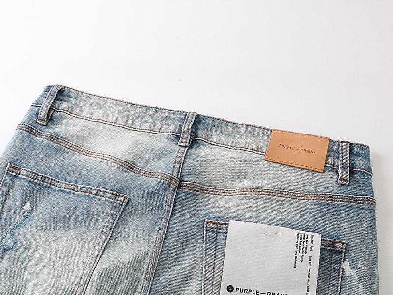Purple Brand Light Blue Paint-Splatter Distressed Flared Jeans ¡ª detail
