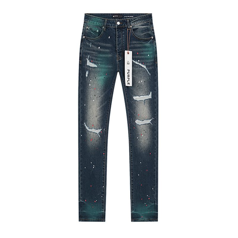 Purple Brand Dark Blue Distressed Paint Splatter Jeans ¡ª hero
