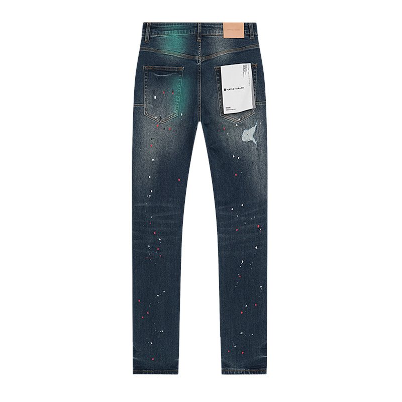 Purple Brand Dark Blue Distressed Paint Splatter Jeans ¡ª back