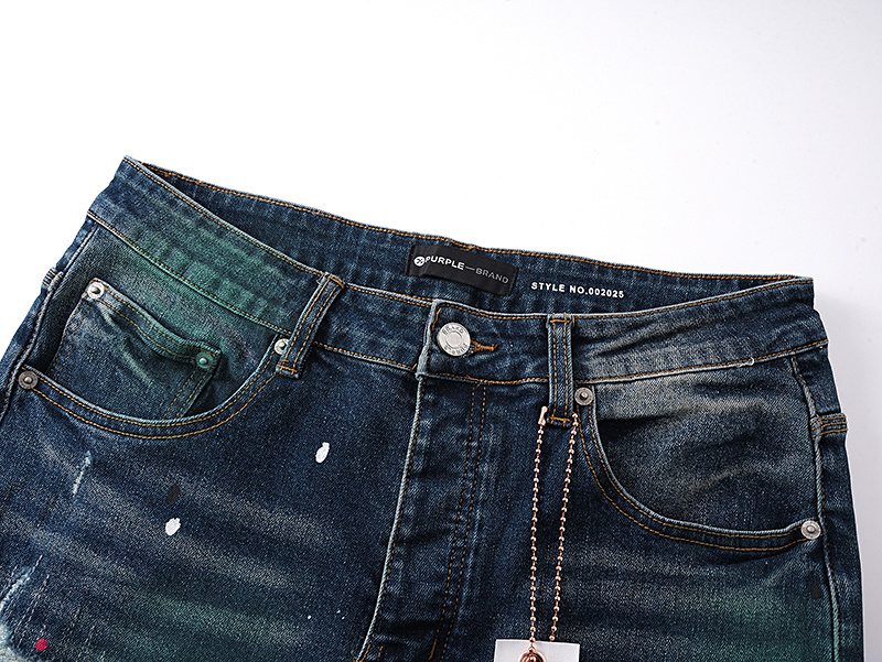 Purple Brand Dark Blue Distressed Paint Splatter Jeans ¡ª detail