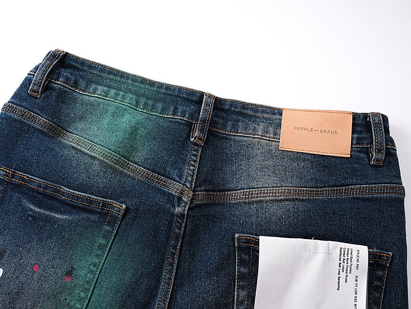 Purple Brand Dark Blue Distressed Paint Splatter Jeans ¡ª detail