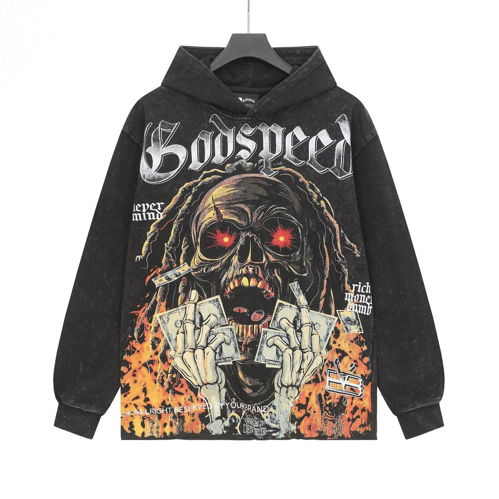 Godspeed Skull Graphic Acid Wash Hoodie ¡ª hero