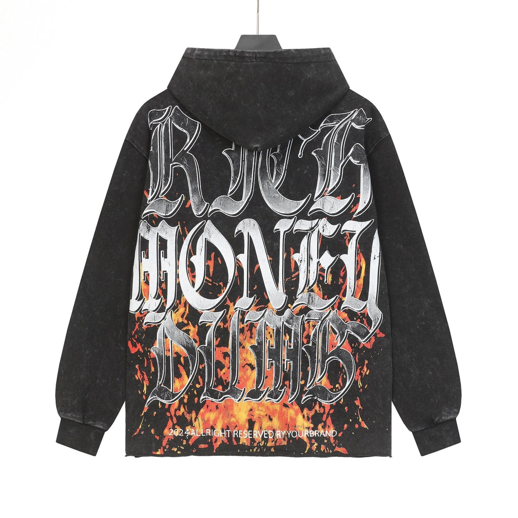 Godspeed Skull Graphic Acid Wash Hoodie ¡ª back