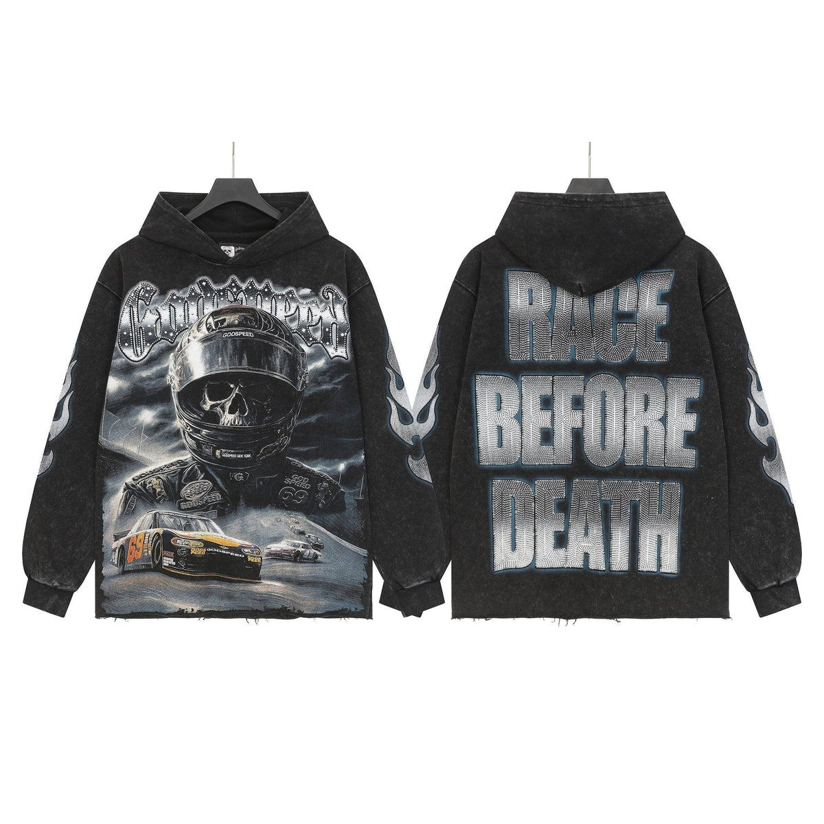 Godspeed Race Before Death Skull Graphic Hoodie ¡ª front