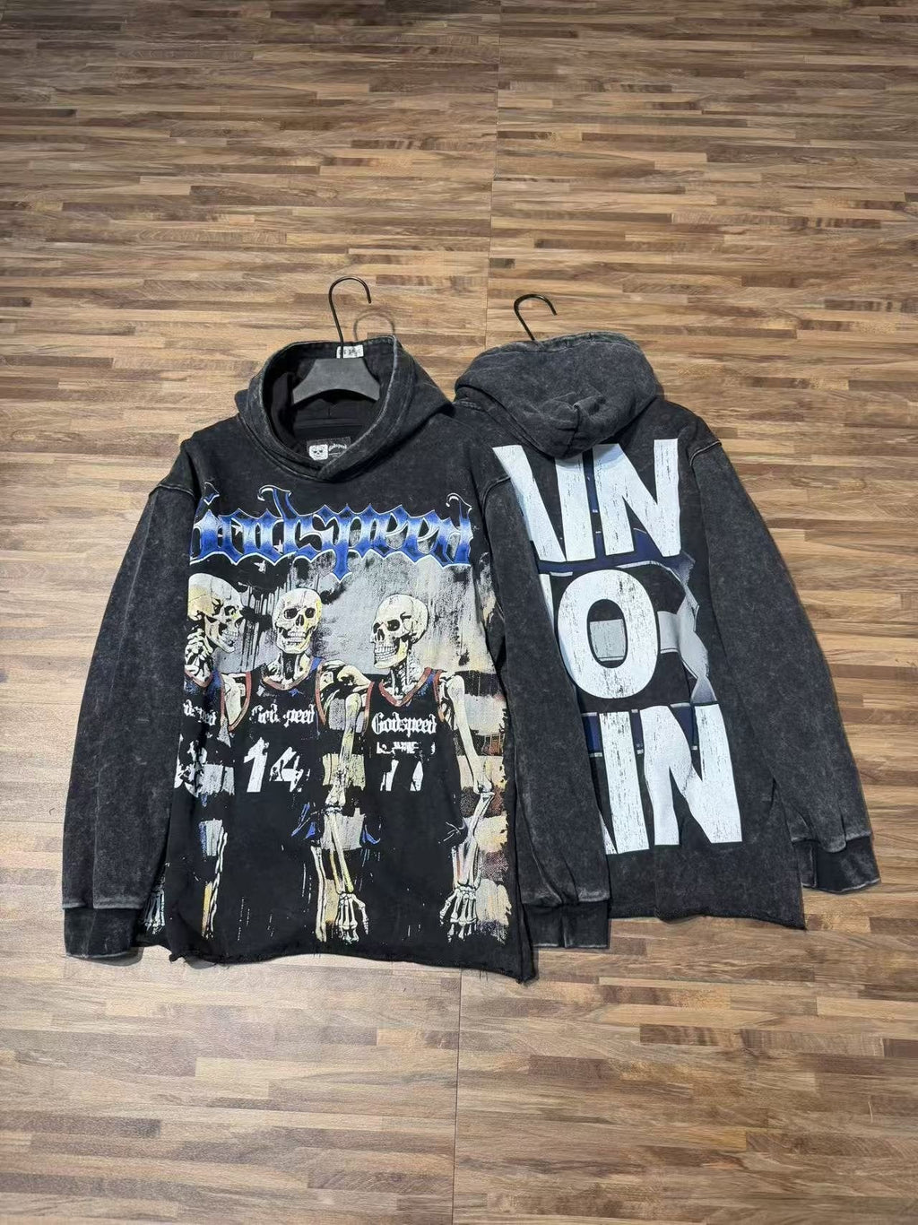 Godspeed Pain No Gain Acid Wash Graphic Hoodie ¡ª context