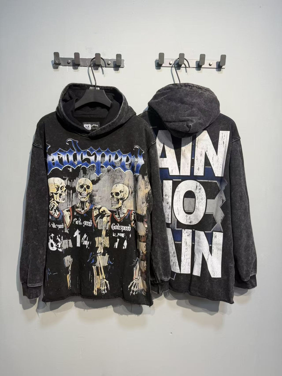 Godspeed Pain No Gain Acid Wash Graphic Hoodie ¡ª context