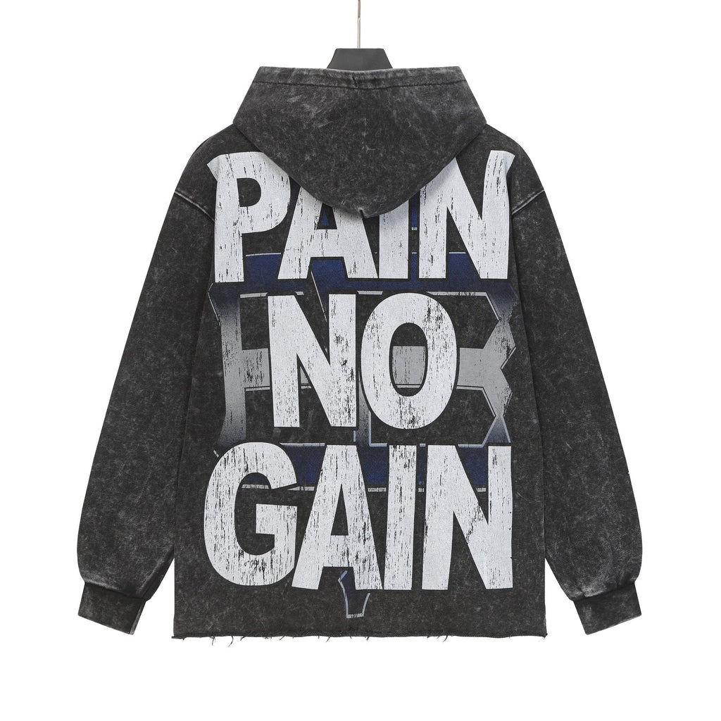 Godspeed Pain No Gain Acid Wash Graphic Hoodie ¡ª back