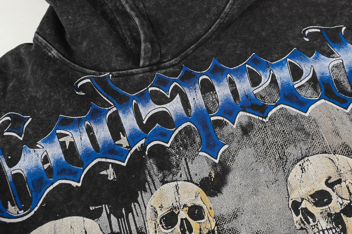 Godspeed Pain No Gain Acid Wash Graphic Hoodie ¡ª detail