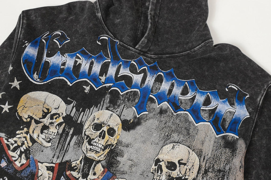 Godspeed Pain No Gain Acid Wash Graphic Hoodie ¡ª detail