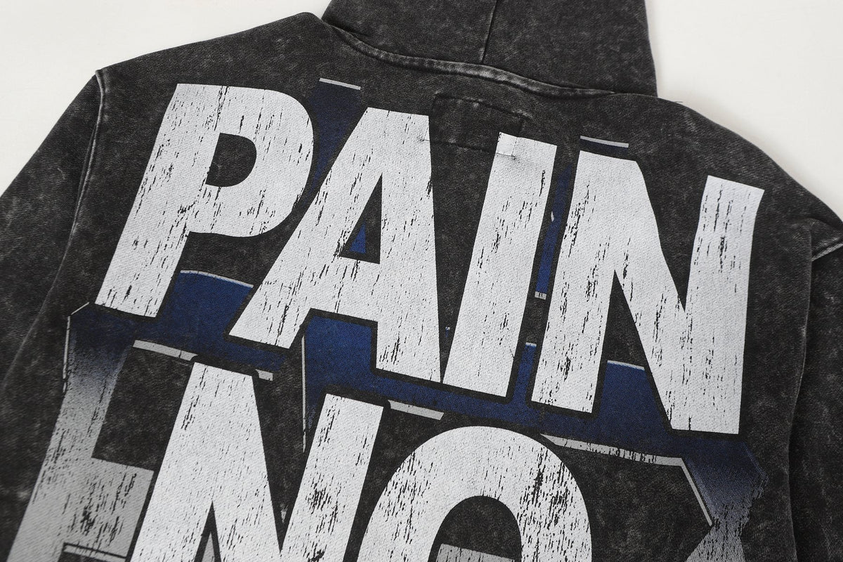 Godspeed Pain No Gain Acid Wash Graphic Hoodie ¡ª detail