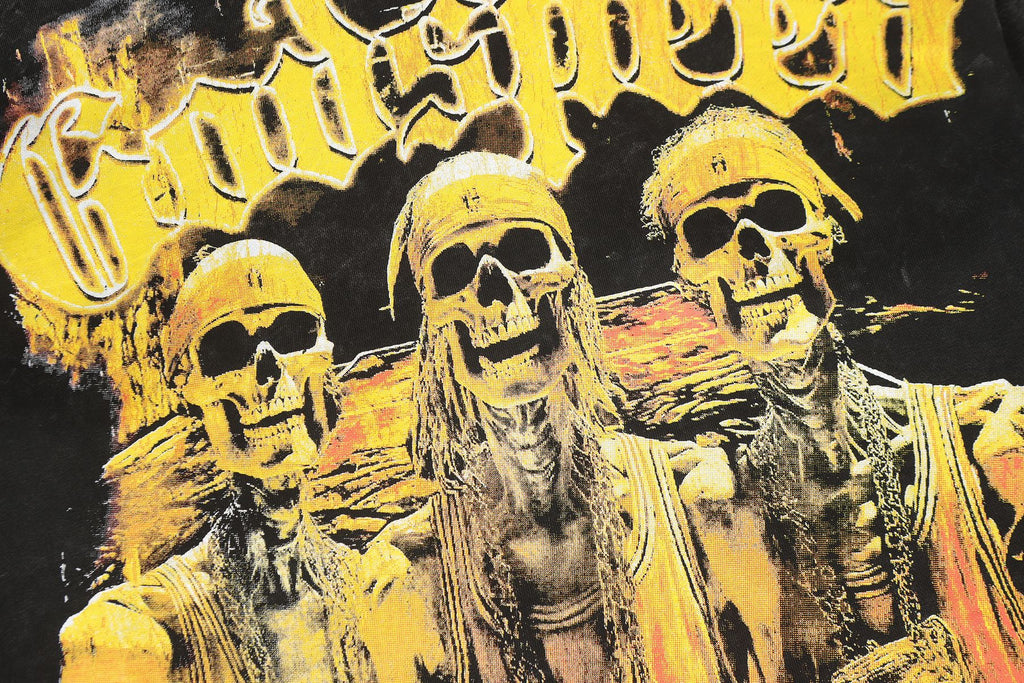 Godspeed Fortis Fortuna Adiuvat Skull Graphic Hoodie ¡ª detail