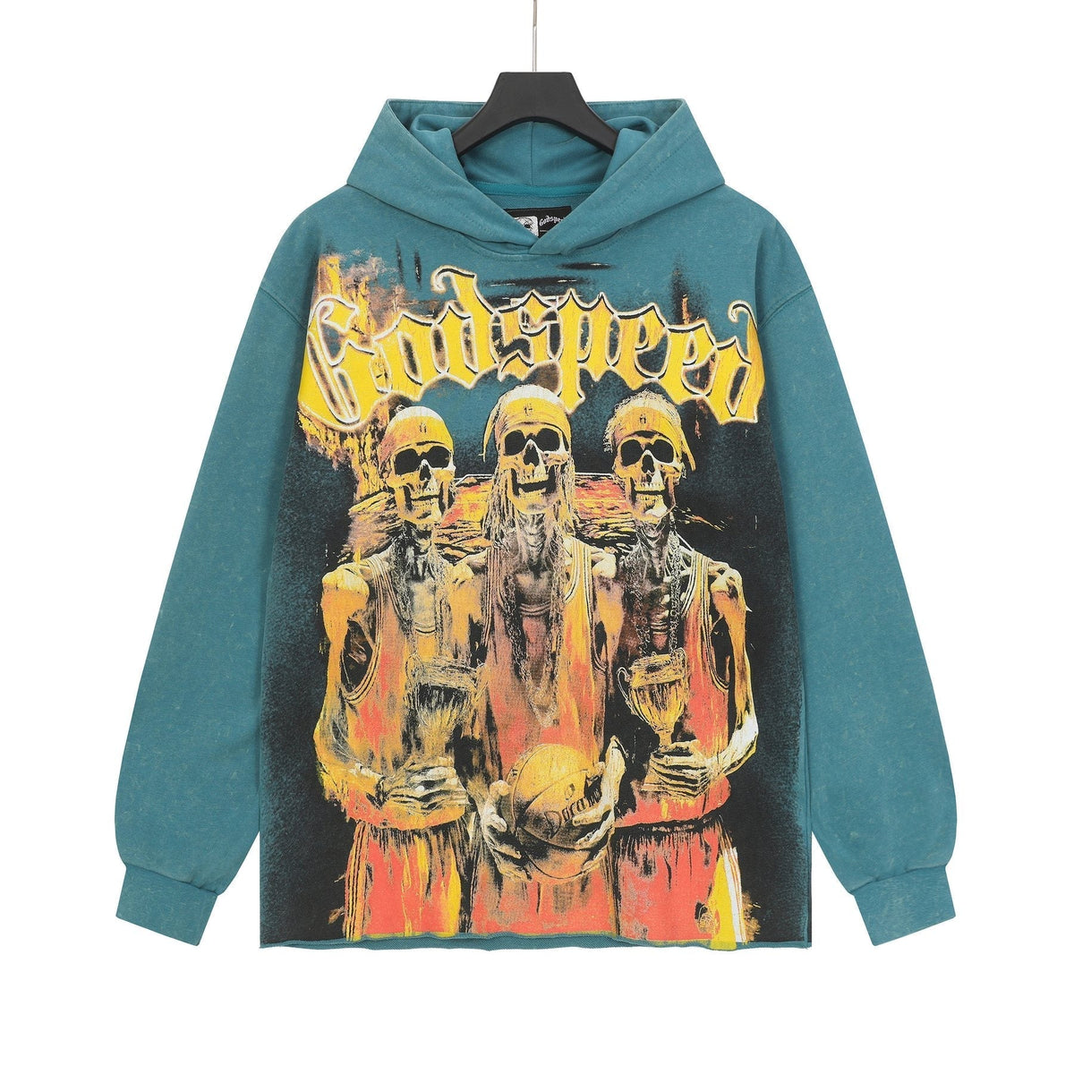 Godspeed Fortis Fortuna Adiuvat Skull Graphic Hoodie ¡ª front