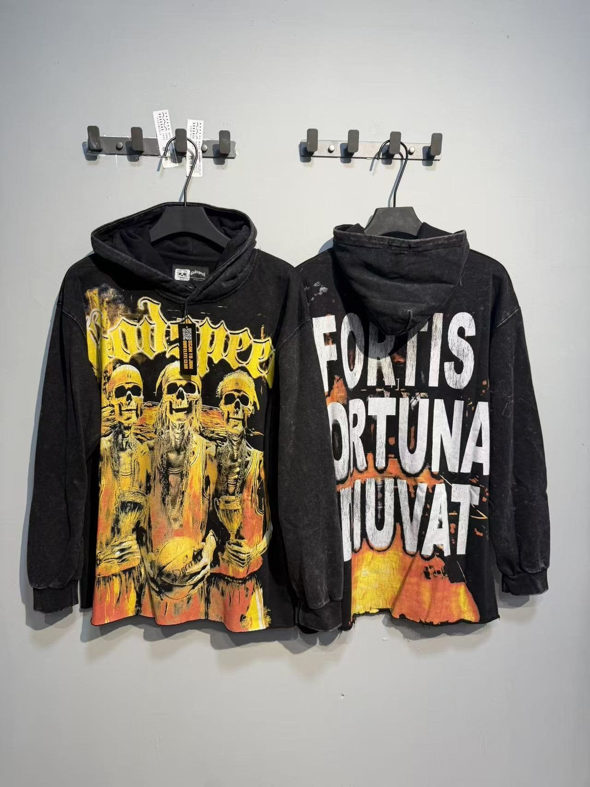 Godspeed Fortis Fortuna Adiuvat Skull Graphic Hoodie ¡ª context