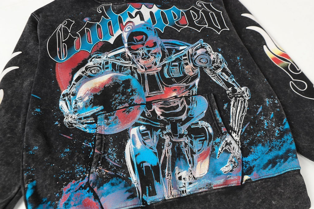 Godspeed Acid-Wash Graphic Pullover Hoodie ¡ª detail