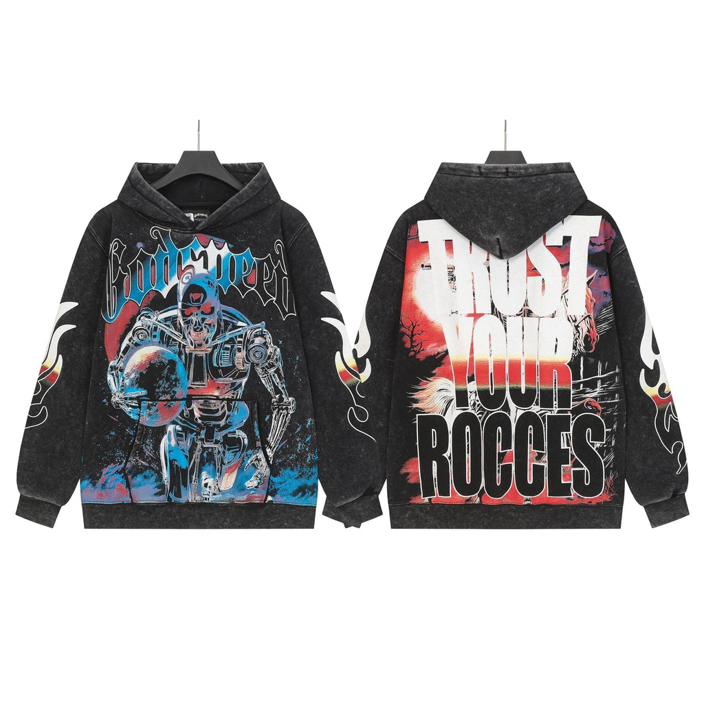 Godspeed Acid-Wash Graphic Pullover Hoodie ¡ª front