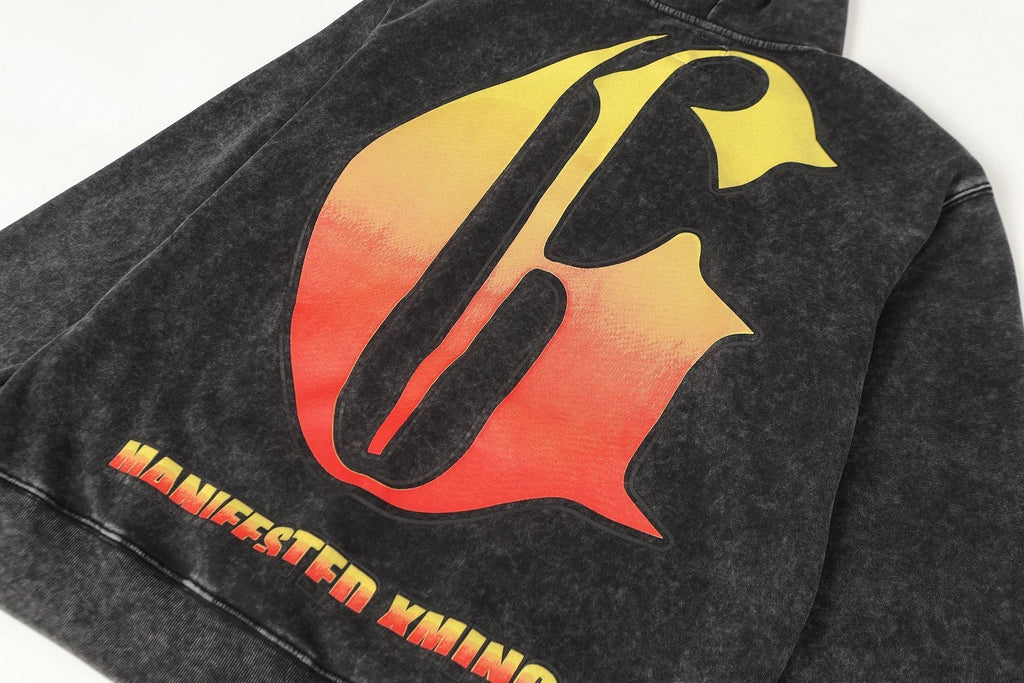Godspeed Skull Graphic Acid Wash Hoodie ¡ª detail