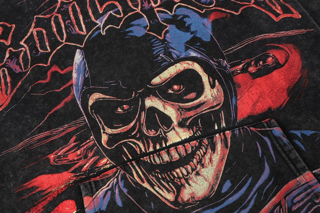 Godspeed Washed Skull Graphic Hoodie ¡ª detail