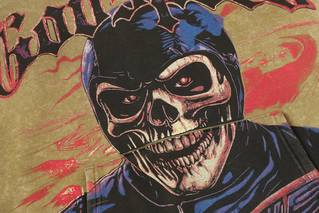 Godspeed Washed Skull Graphic Hoodie ¡ª detail