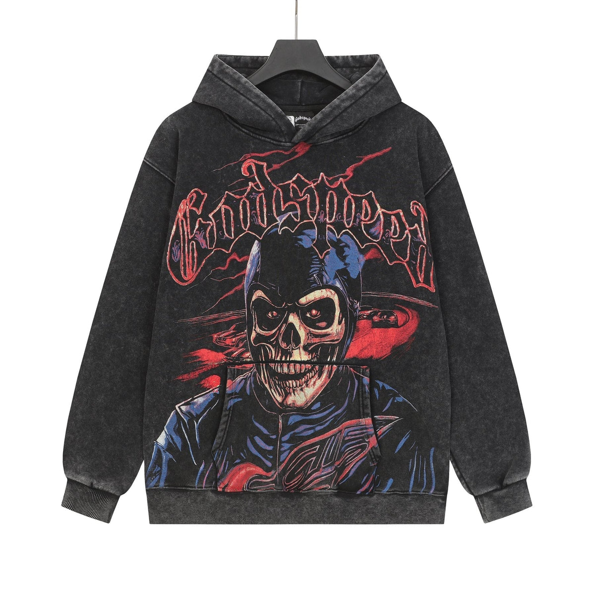 Godspeed Washed Skull Graphic Hoodie ¡ª front