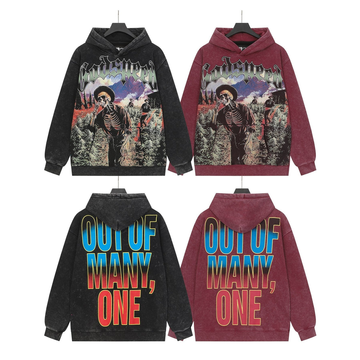 Godspeed Out of Many One Graphic Acid Wash Hoodie ¡ª comparison