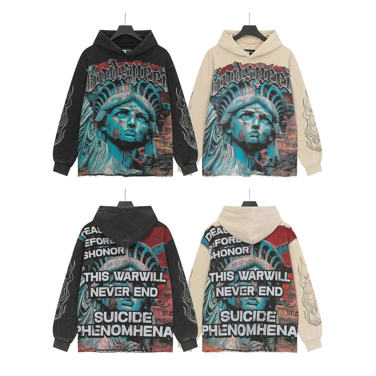 Godspeed Never End War Graphic Hoodie ¡ª comparison