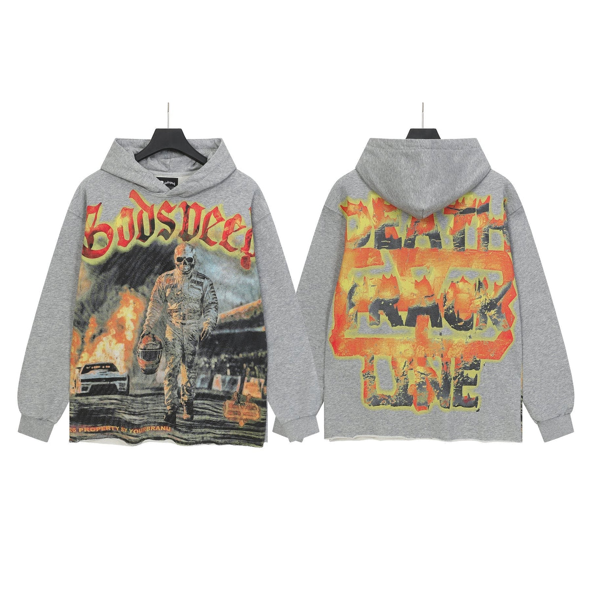 Godspeed Gray Racing Graphic Pullover Hoodie ¡ª front